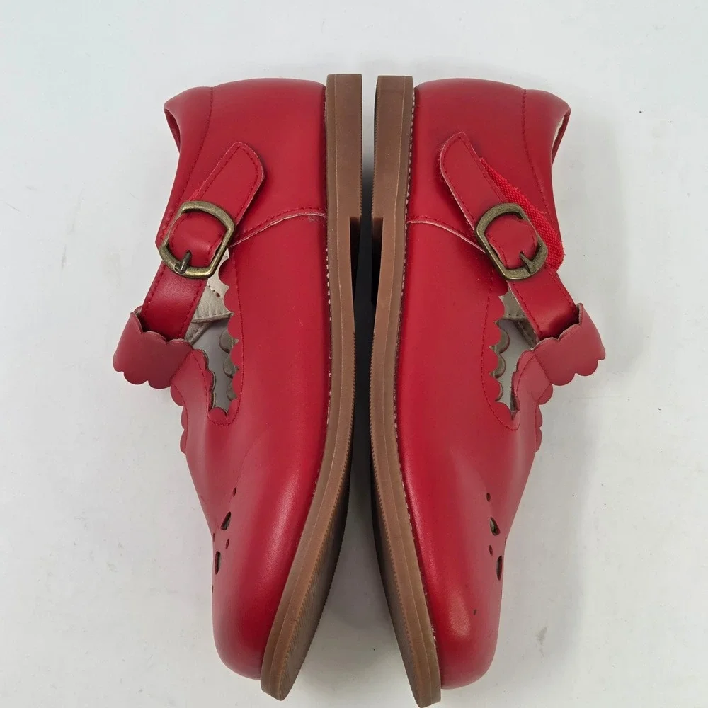Felix & Flora Girls Red Mary Jane Scalloped T-Strap Shoes B366 Size 13 20.2cm